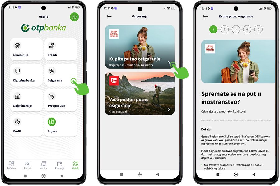 kupi putno osiguranje mobilna aplikacija otp banka